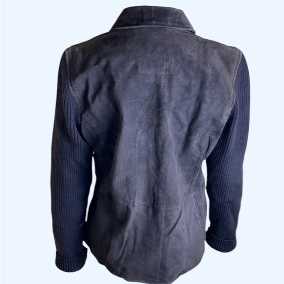 Fabio Chocolate Brown Full Zip Suede Leather & Knit Jacket Size Large - Picture 4 of 7